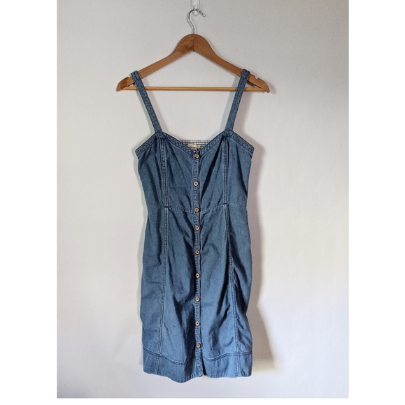 Anthropologie Chambray Button Front Dress